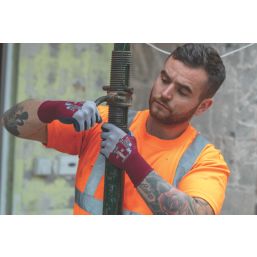 Wonder Grip WG-355 Dual  General Handling Gloves Maroon/Grey X Small