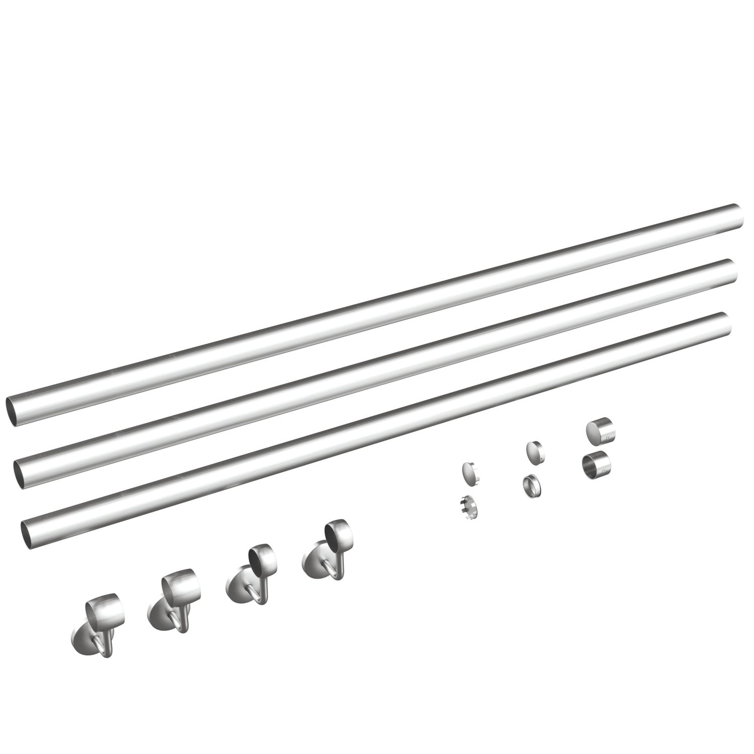 Rothley Steel Handrail Kit Brushed Silver 3600mm (561EA)