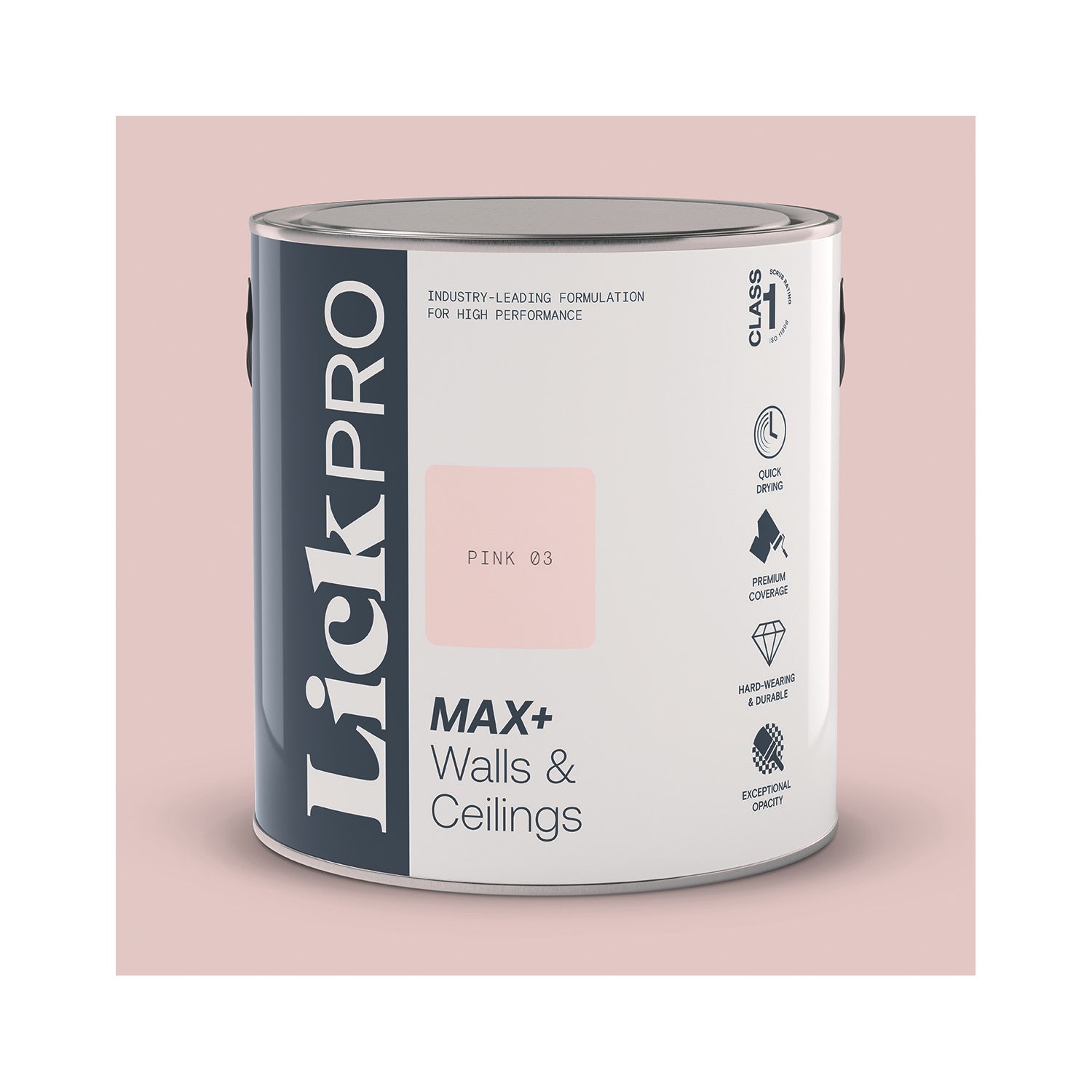 LickPro Max+ 2.5Ltr Pink 03 Matt Emulsion Paint (561JX)