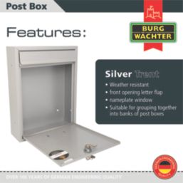 Burg-Wachter Trent Post Box Silver Metallic