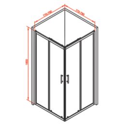 Framed Square Shower Enclosure LH&RH Polished Silver Effect/Clear 800mm x 800mm x 1850mm