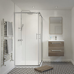 Framed Square Shower Enclosure Left & Right-Hand Opening Polished Silver Effect / Clear 800mm x 800mm x 1850mm