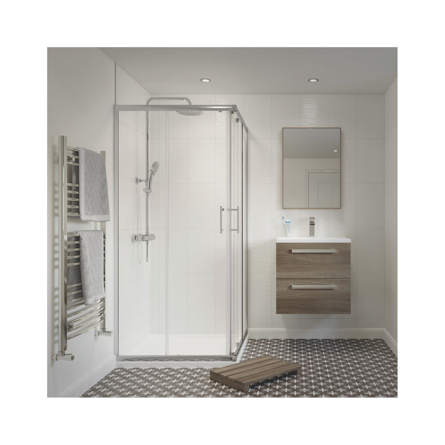 Framed Square Shower Enclosure LH&RH Polished Silver Effect/Clear 800mm x 800mm x 1850mm (561PJ)