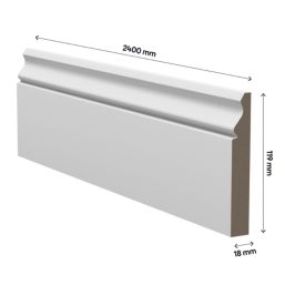 Essentials Primed MDF Ogee Skirting Board 2400mm x 119mm x 18mm 4 Pack