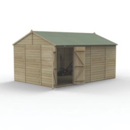 Forest Beckwood 14' 6" x 10' (Nominal) Reverse Apex Shiplap Timber Shed with Assembly