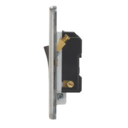 Contactum Lyric 13A Switched Fused Spur & Flex Outlet  Brushed Steel with White Inserts