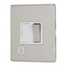 Contactum Lyric 13A Switched Fused Spur & Flex Outlet  Brushed Steel with White Inserts