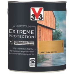 V33 2.5Ltr Light Oak Satin Solvent-Based Exterior Wood Stain