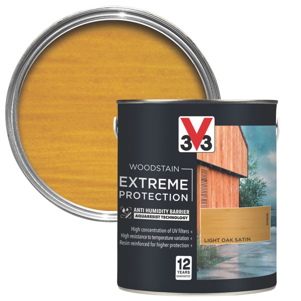 V33 2.5Ltr Light Oak Satin SolventBased Wood Stain Screwfix