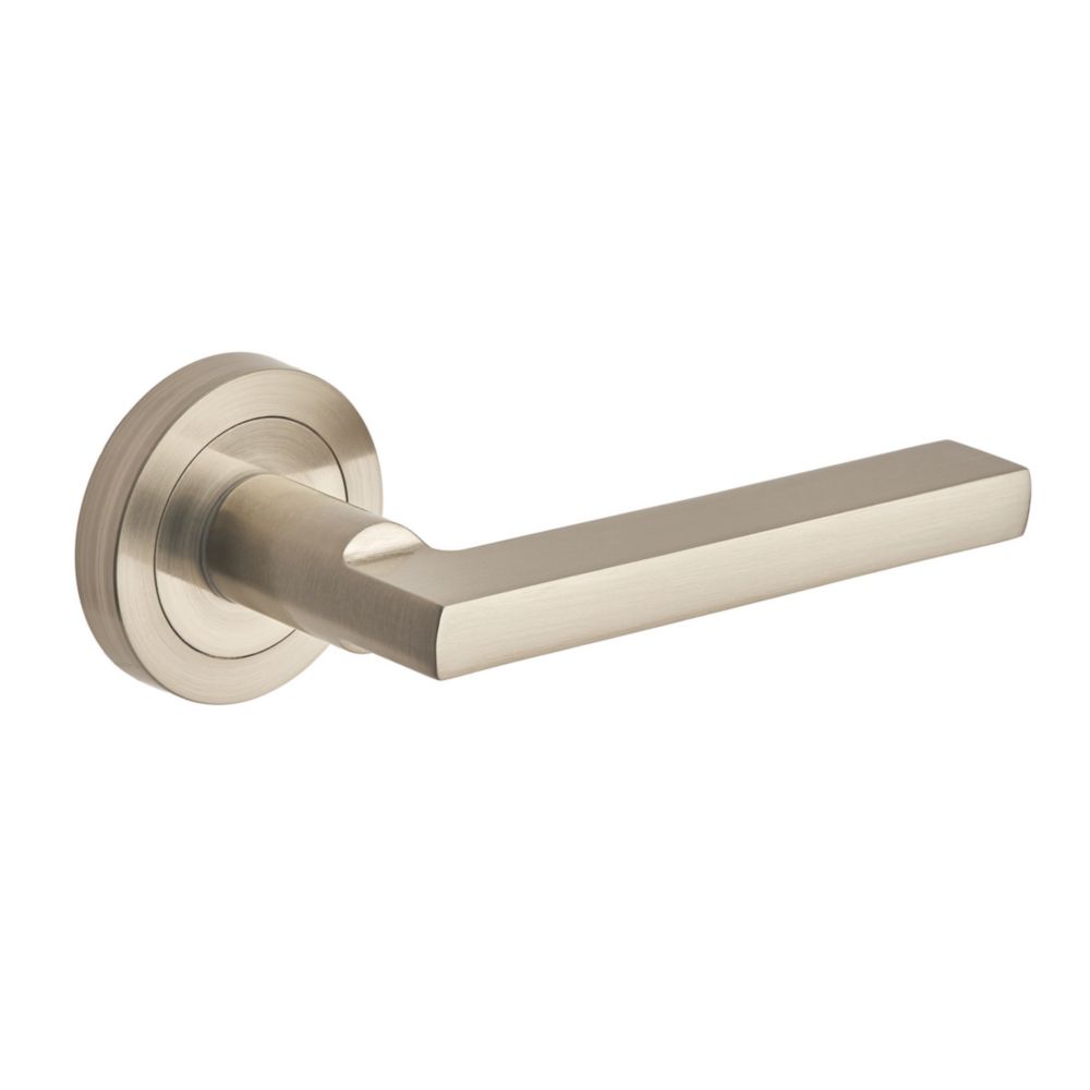 Designer Levers Scylla Lever on Rose Door Handle Pair Brushed Nickel Screwfix