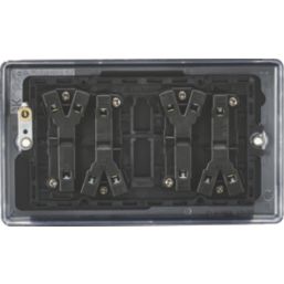 Knightsbridge  10AX 4-Gang 2-Way Light Switch  Matt Black with Black Inserts