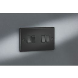 Knightsbridge  10AX 4-Gang 2-Way Light Switch  Matt Black with Black Inserts