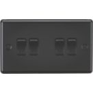 Knightsbridge  10AX 4-Gang 2-Way Light Switch  Matt Black with Black Inserts