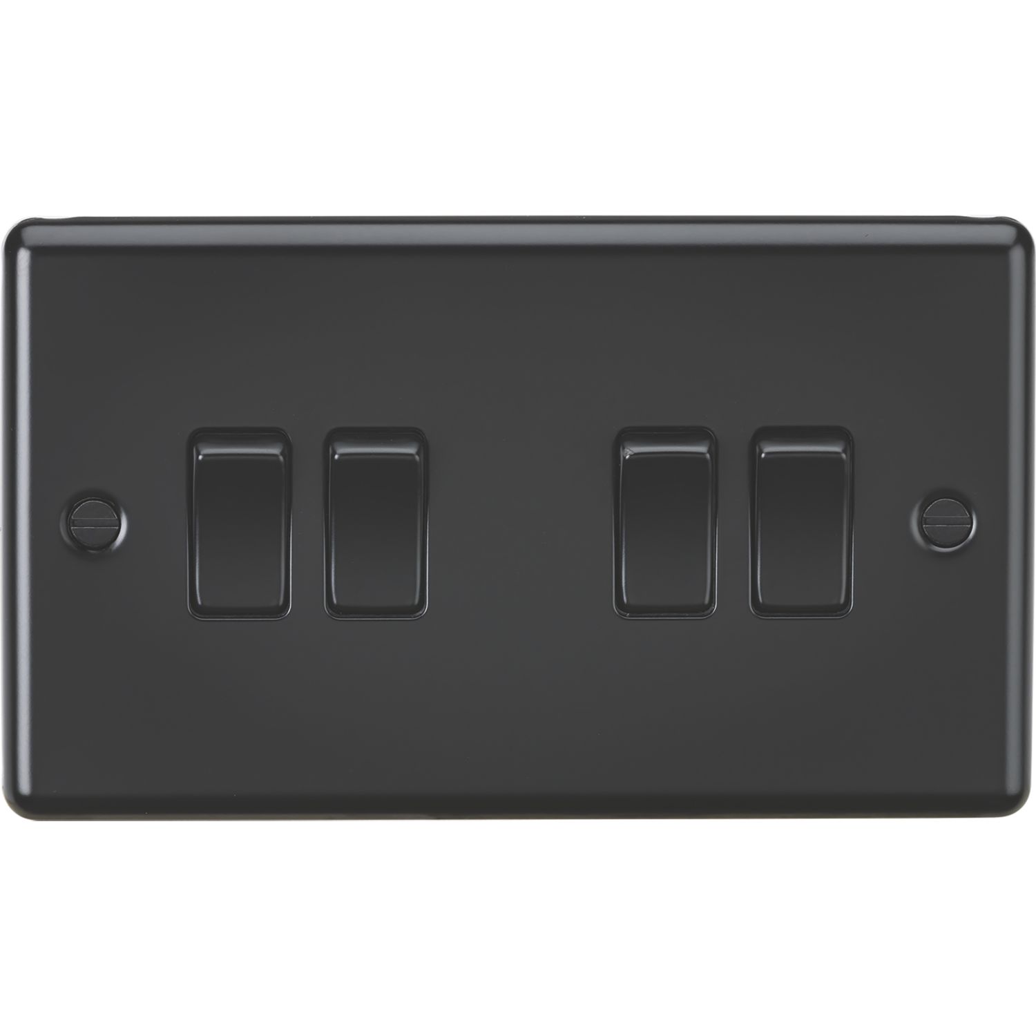 Knightsbridge 10AX 4-Gang 2-Way Light Switch Matt Black with Black Inserts (562PY)