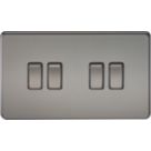 Knightsbridge  10AX 4-Gang 2-Way Light Switch  Black Nickel