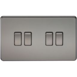 Knightsbridge  10AX 4-Gang 2-Way Light Switch  Black Nickel
