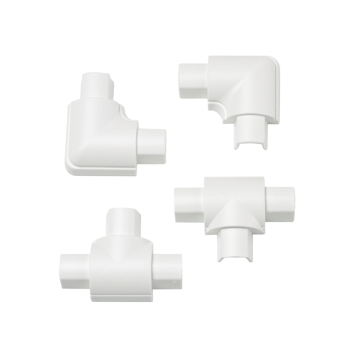 D-Line Plastic White Micro Trunking Equal Tee & Flat Bend Pack 4 Pcs (56311)
