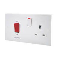 British General 900 Series 45A 2-Gang DP Cooker Switch & 13A DP Switched Socket White
