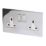 LAP  13A 2-Gang DP Switched Plug Socket Polished Chrome  with White Inserts 5 Pack