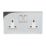 LAP  13A 2-Gang DP Switched Plug Socket Polished Chrome  with White Inserts 5 Pack