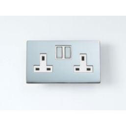 LAP  13A 2-Gang DP Switched Plug Socket Polished Chrome  with White Inserts 5 Pack
