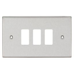 Knightsbridge  3-Module Grid Faceplate Brushed Chrome