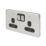 Schneider Electric Lisse Deco 13A 2-Gang DP Switched Plug Socket Polished Chrome with LED with Black Inserts