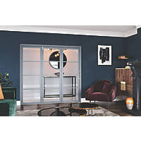 Jeld-Wen Room Fold 3-Door 3-Clear Light Painted Grey Wooden 4-Panel Shaker Internal Bi-Fold Room Divider 2047 x 1929mm