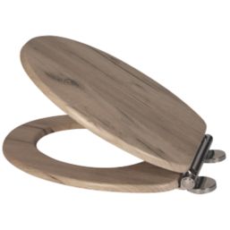 Croydex Corella Soft-Close with Quick-Release Flex-Fix Toilet Seat Moulded Wood Grey Oak