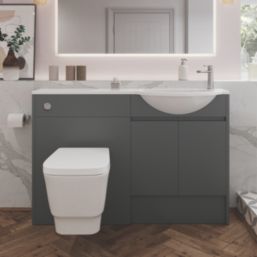 Alaska Bathroom Fitted Furniture Pack RH Vanity with Basin Dark Grey Matt 1244mm x 355mm x 997mm