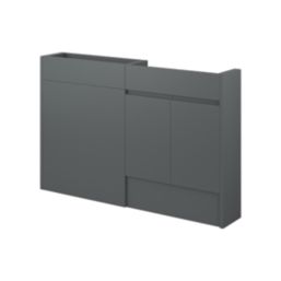 Alaska Bathroom Fitted Furniture Pack RH Vanity with Basin Dark Grey Matt 1244mm x 355mm x 997mm