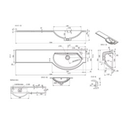 Alaska Bathroom Fitted Furniture Pack RH Vanity with Basin Dark Grey Matt 1244mm x 355mm x 997mm
