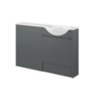 Alaska Bathroom Fitted Furniture Pack RH Vanity with Basin Dark Grey Matt 1244mm x 355mm x 997mm