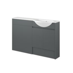 Alaska Bathroom Fitted Furniture Pack RH Vanity with Basin Dark Grey Matt 1244mm x 355mm x 997mm