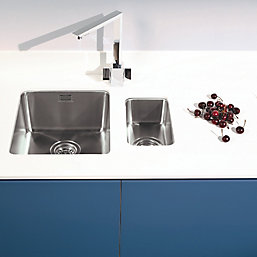 Metis  White Worktop Module with 1.5 Bowl Stainless Steel Sink 3050mm x 620mm x 15mm