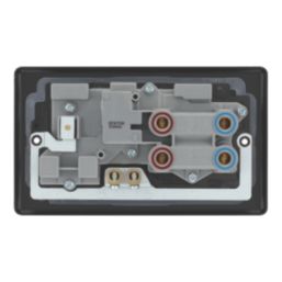 LAP  45A 2-Gang 2-Pole Cooker Switch & 13A DP Switched Socket Matt Black with LED with Black Inserts