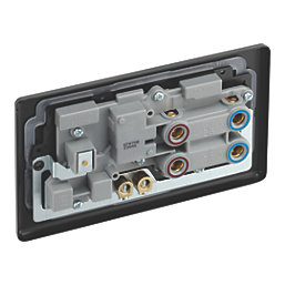 LAP  45A 2-Gang 2-Pole Cooker Switch & 13A DP Switched Socket Matt Black with LED with Black Inserts