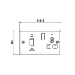 LAP  45A 2-Gang 2-Pole Cooker Switch & 13A DP Switched Socket Matt Black with LED with Black Inserts