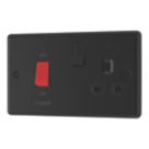 LAP  45A 2-Gang 2-Pole Cooker Switch & 13A DP Switched Socket Matt Black with LED with Black Inserts