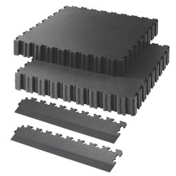 Garage Floor Tile Company X Joint Double Garage Interlocking Floor Tile Pack Black/Graphite 27m² 117 Pieces