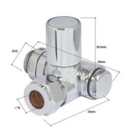 Towelrads  15mm x 1/2" Chrome Corner Designer Manual Radiator Valve & Lockshield  2 Pack
