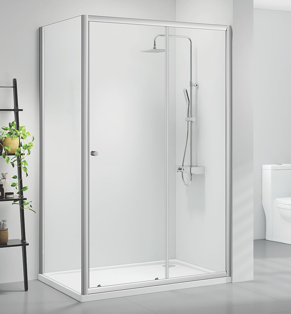 Triton Neo Six  Framed Rectangular Sliding Door Shower Enclosure  Chrome  1200mm x 900mm x 1850mm