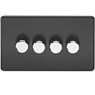 Knightsbridge SF2184MB 4-Gang 2-Way LED Dimmer Switch with Chrome Buttons  Matt Black