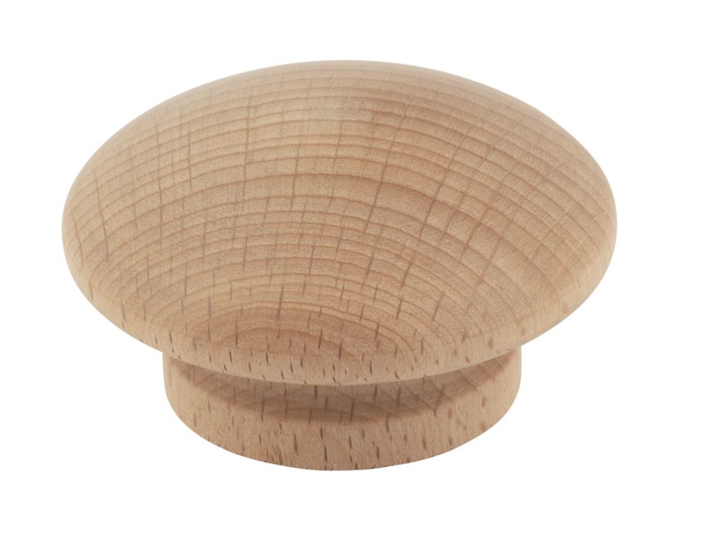 Traditional Cabinet Door Knobs Plain Beech 50mm 2 Pack