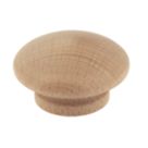 Essentials  Traditional Cabinet Door Knobs Plain Beech 50mm 2 Pack