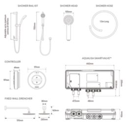 Aqualisa Smart Link Gravity-Pumped Rear-Fed Chrome Thermostatic Dual Outlet Concealed Smart Shower with Fixed Head