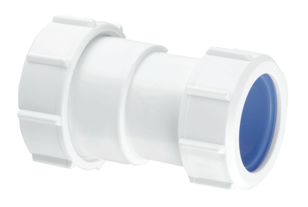 McAlpine T28L-ISO Compression Connection Straight Connector  White 40mm x 38mm