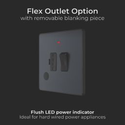 British General Evolve 13A Switched Fused Spur with LED Grey with Black Inserts