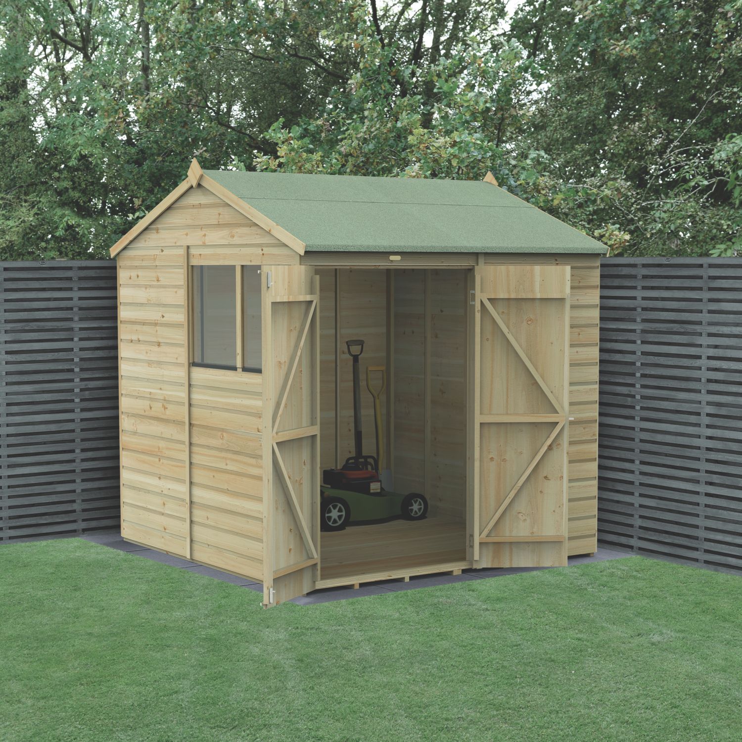 Forest Beckwood 7' x 7' (Nominal) Reverse Apex Shiplap Timber Shed with Base (564RF)
