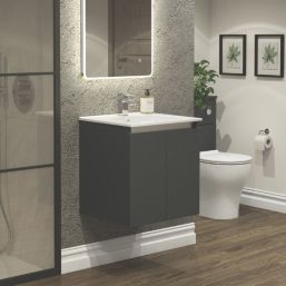 Newland  Double Door Wall-Mounted Vanity Unit with Basin Matt Midnight Mist 500mm x 450mm x 540mm